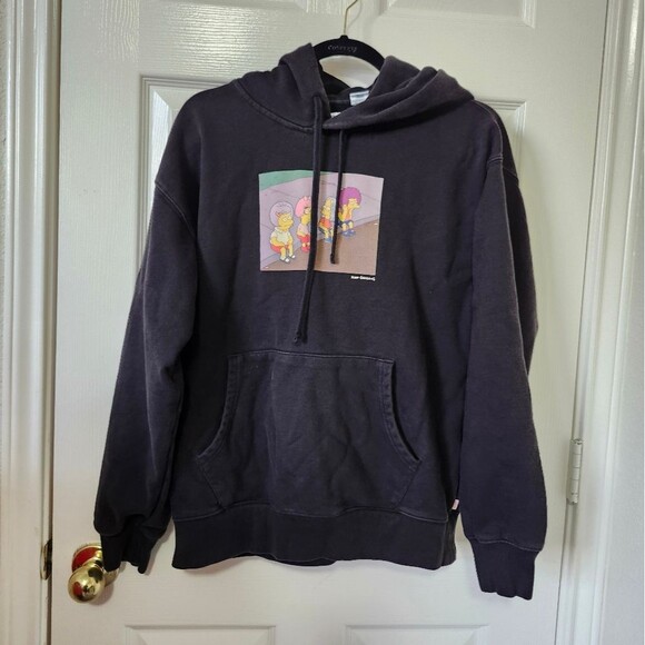 Levis x The Simpsons Unisex Wigs Cartoon Black Graphic Hoodie XS - Picture 2 of 13
